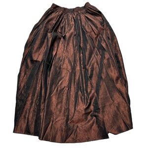 Bonnie Strauss Vintage Copper/Bronze/Black Metallic Look Crinkle Full Skirt Flaw